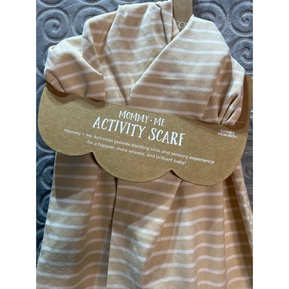 DEMDACO Mommy Me Activity Scarf Tan Blue‎ Stripes Sensory Toy Baby Gift NWT - Picture 5 of 6